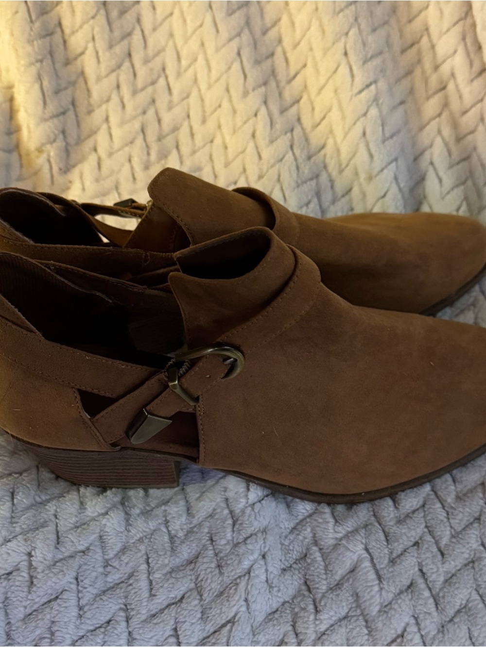 Nike Brown Suede Cut-Out Mules with Buckle